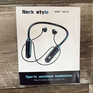 Neck Style Sports Neckband Headphones - Black